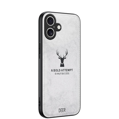 For iPhone 16 Plus Deer Head Cloth Skin All-inclusive Phone Case(White) - iPhone 16 Plus Cases by buy2fix | Online Shopping UK | buy2fix