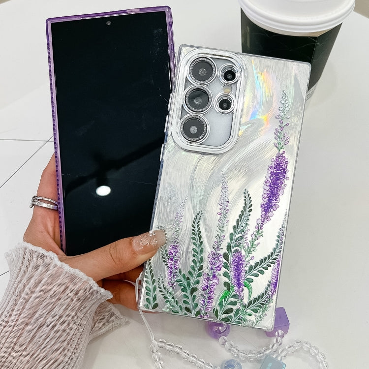 For Samsung Galaxy S25 5G Electroplating Flowers Plants Texture Wristband TPU Phone Case(Sketch Lily FL9) - Galaxy S25 5G Cases by buy2fix | Online Shopping UK | buy2fix