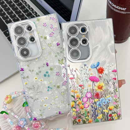 For Samsung Galaxy S25 5G Electroplating Flower Texture Wristband TPU Phone Case(Wild Chrysanthemum SH5) - Galaxy S25 5G Cases by buy2fix | Online Shopping UK | buy2fix