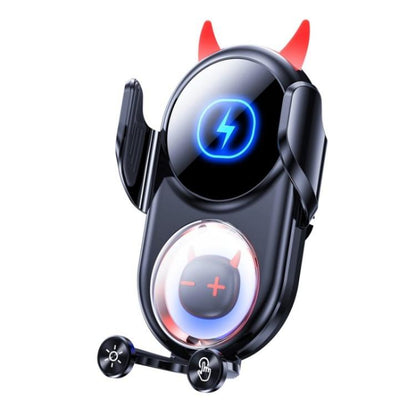 D1 Devil Design Air Vent Mount Phone Holder Stand 15W Car Wireless Charger(Black) - Car Charger by buy2fix | Online Shopping UK | buy2fix