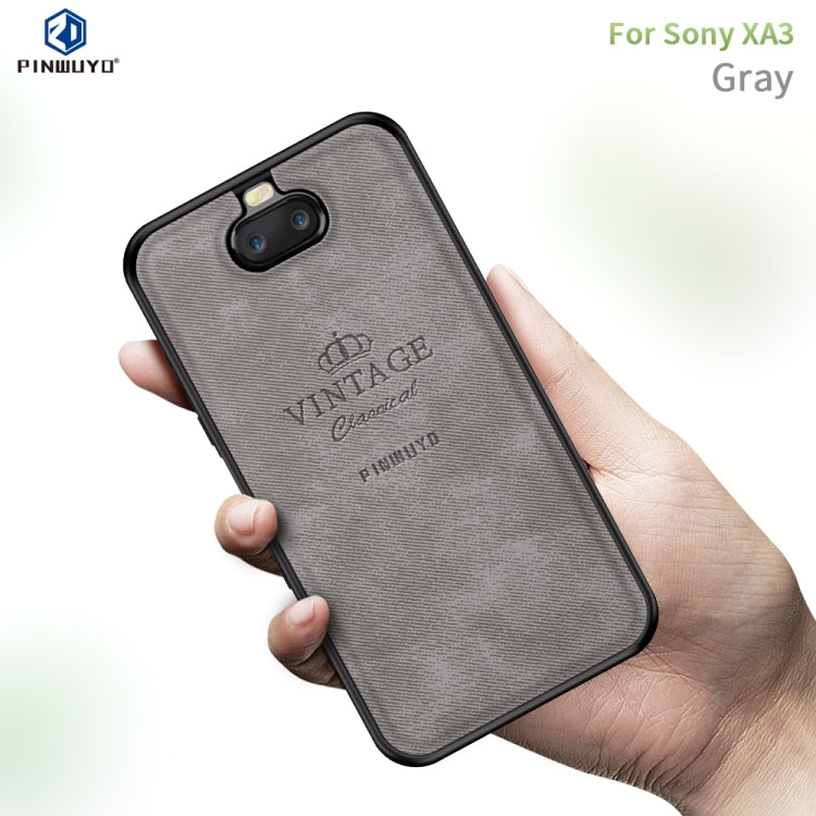 PINWUYO Shockproof Waterproof Full Coverage TPU + PU Cloth+Anti-shock Cotton Protective Case for Sony Xperia 10 / Xperia XA3(Gray) - Sony Cases by 1 | Online Shopping UK | buy2fix
