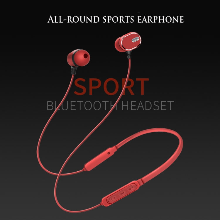 DM-22 Magnetic Bluetooth Earphone DM-22 Neckband Sport headset with Mic Wireless Handsfree Earphoness(Red) - Neck-mounted Earphone by buy2fix | Online Shopping UK | buy2fix