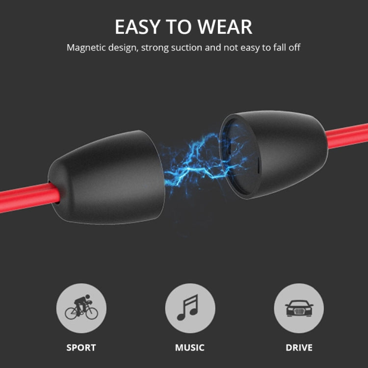 BT315 Sport Bluetooth Headset Wireless Stereo Earphone Bluetooth 4.1 Earpiece With Mic Sport Bass Magnetic Necklace Earpiece(Red) - Sport Earphone by buy2fix | Online Shopping UK | buy2fix