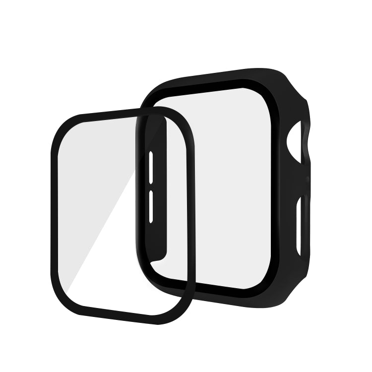 ENKAY Hat-prince Full Coverage PC Case + Tempered Glass Protector for Apple Watch Series 5 / 4 44mm(Black) - Watch Cases by ENKAY | Online Shopping UK | buy2fix