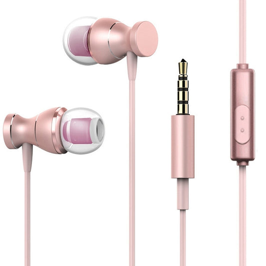 3.5mm Jack Noise Reduction Wire-controlled Earphone for Android Phones / PC / MP3 Players / Laptops, Cable Length: 1.2m(Rose Gold) - In Ear Wired Earphone by buy2fix | Online Shopping UK | buy2fix