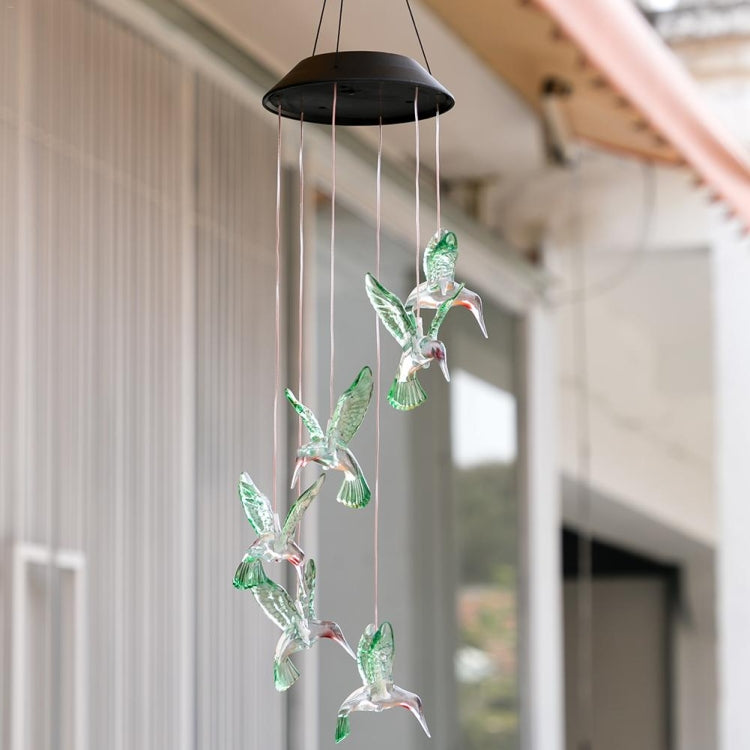 Creative Electronics Solar LED Hummingbird Wind Chime Light Seven Colors - Novelty Lighting by buy2fix | Online Shopping UK | buy2fix