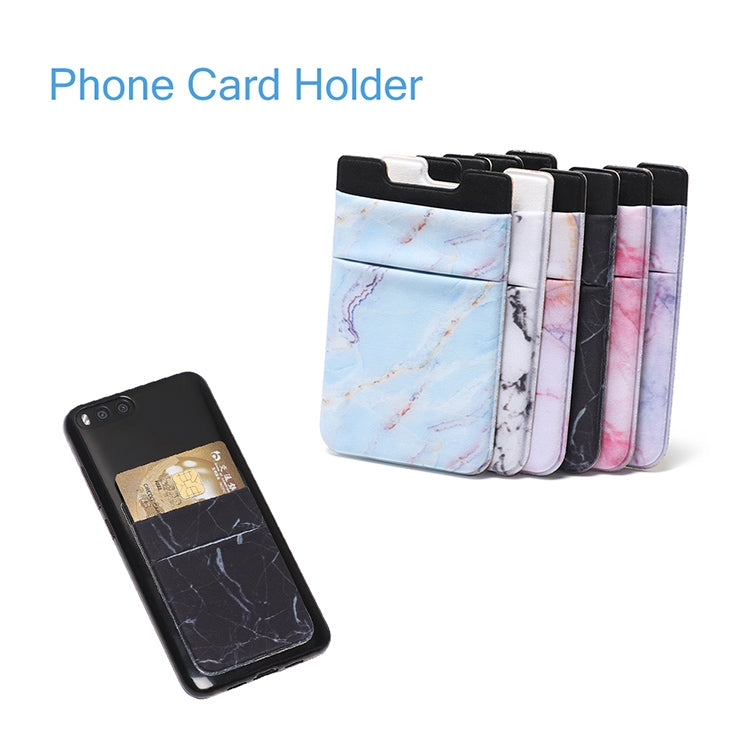 Marble Pattern Road Stretch Phone Back Plastic Card Holder Sticky Phone Clip(White) - Card & Passport Bags by buy2fix | Online Shopping UK | buy2fix