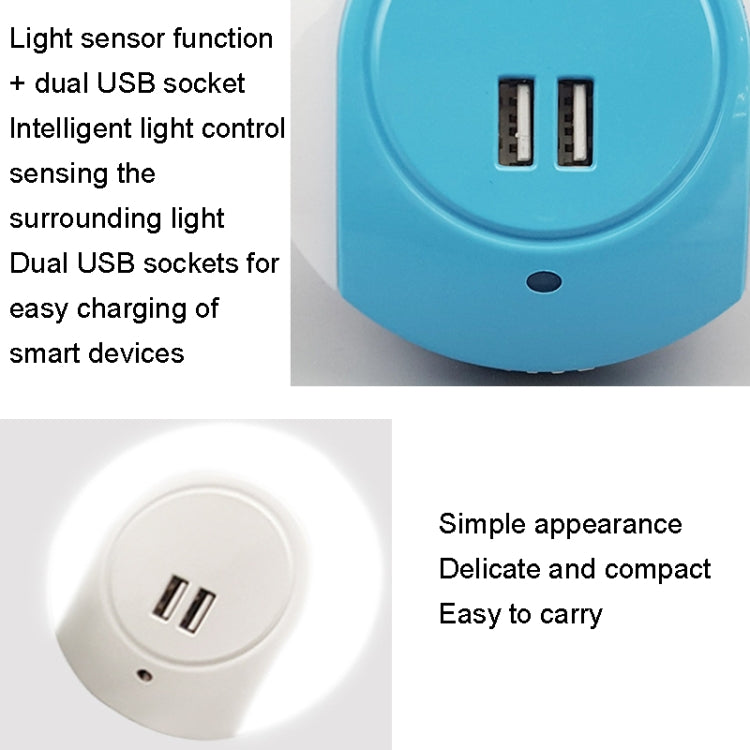 A78B LED Night Light With USB Port Intelligent Light Control Sensor Light, Plug:UK Plug(Blue) - Sensor LED Lights by buy2fix | Online Shopping UK | buy2fix