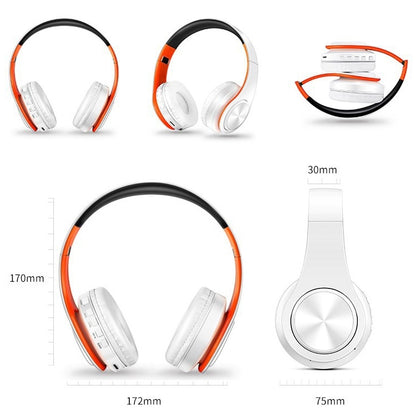 LPT660 Foldable Stereo Bluetooth Headset MP3 Player, Support 32GB TF Card & 3.5mm AUX(White Orange) - Headset & Headphone by buy2fix | Online Shopping UK | buy2fix