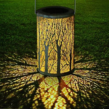 Outdoor Solar Wrought Iron Projection Lamp Hollow Wall Hanging Portable Garden Decorative Lamp, Style:Trunk - Solar Lights by buy2fix | Online Shopping UK | buy2fix