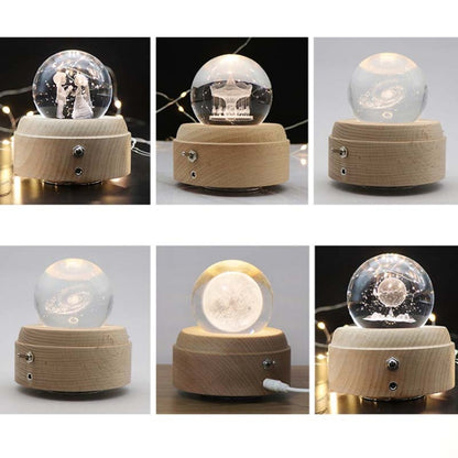 Girl Bedside Lamp Crystal Ball Wooden Base Music Box Charging Glow Rotating Night Light, Random Music(Merry Christmas) - Novelty Lighting by buy2fix | Online Shopping UK | buy2fix