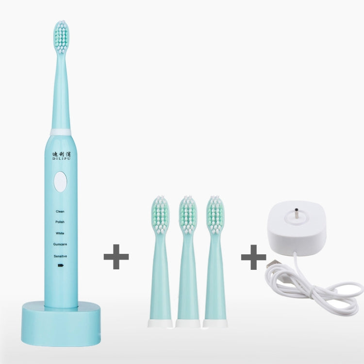 DELIPU Electric Toothbrush Rechargeable Sonic 5-Speed Adjustment Children Adult Household Waterproof Soft Hair Whitening Toothbrush USB Charging Stand (Blue) - Toothbrushes by buy2fix | Online Shopping UK | buy2fix