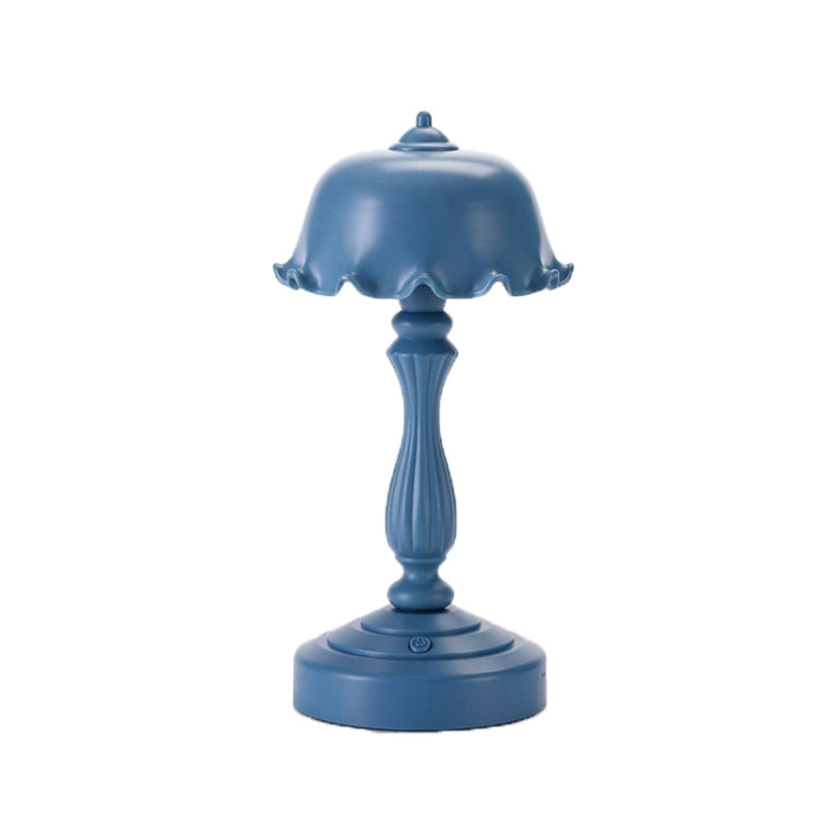 Retro Charging Table Lamp Bedroom Bed LED Eye Protection Light(LD04 Flower Hat Gray Blue) - Bedside Light by buy2fix | Online Shopping UK | buy2fix