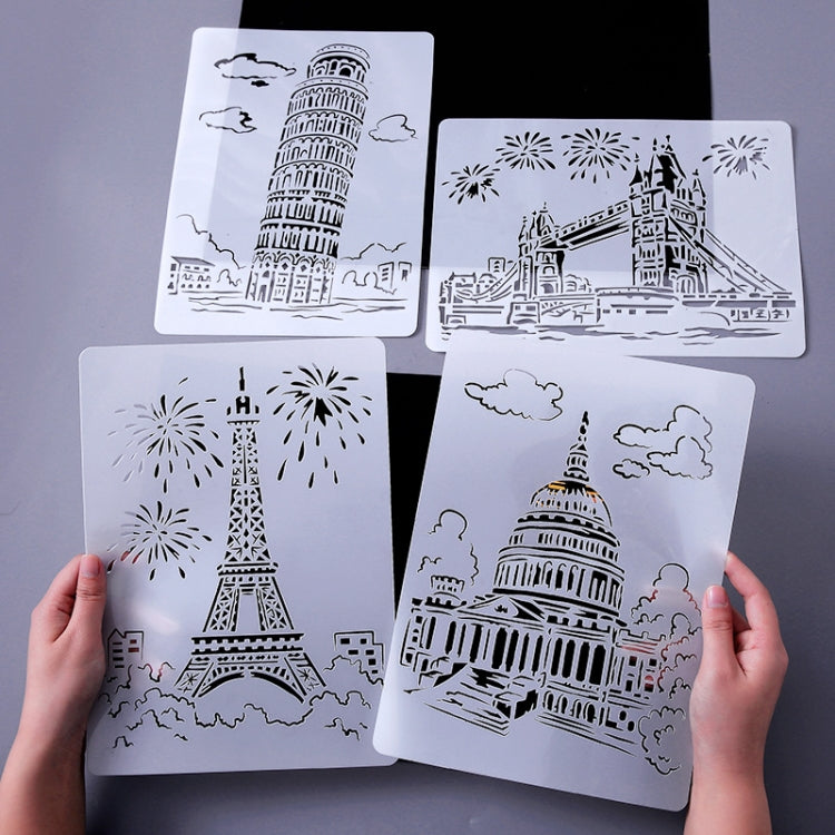 Tower System (5pcs / Set) Construction Series Painting Template Theme City A4 Label Template - Art Supplies by buy2fix | Online Shopping UK | buy2fix