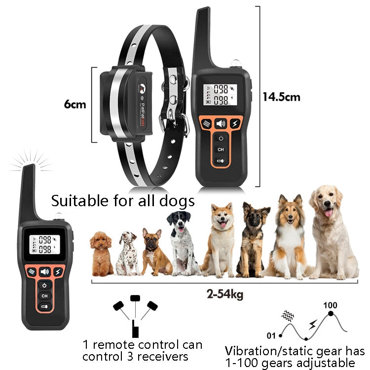 PaiPaitek PD529 Remote Control Dog Training Device Voice Control Anti-Barking Device Dog Training Device(Black) - Training Aids by PaiPaitek | Online Shopping UK | buy2fix