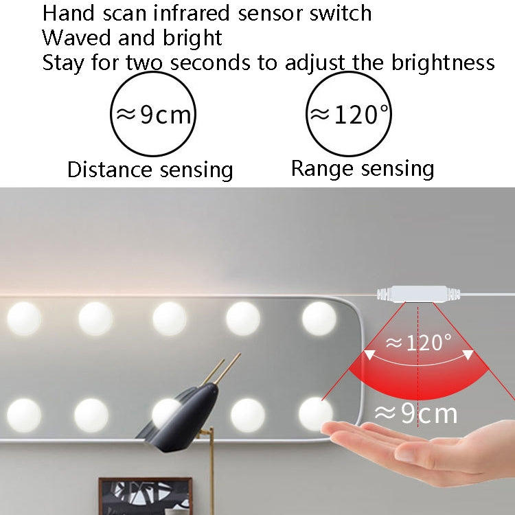 LED Makeup Mirror Light Beauty Fill Light Hand Sweep Sensor Mirror Front Light, Power source: 6 Bulbs(Natural White) - Sensor LED Lights by buy2fix | Online Shopping UK | buy2fix