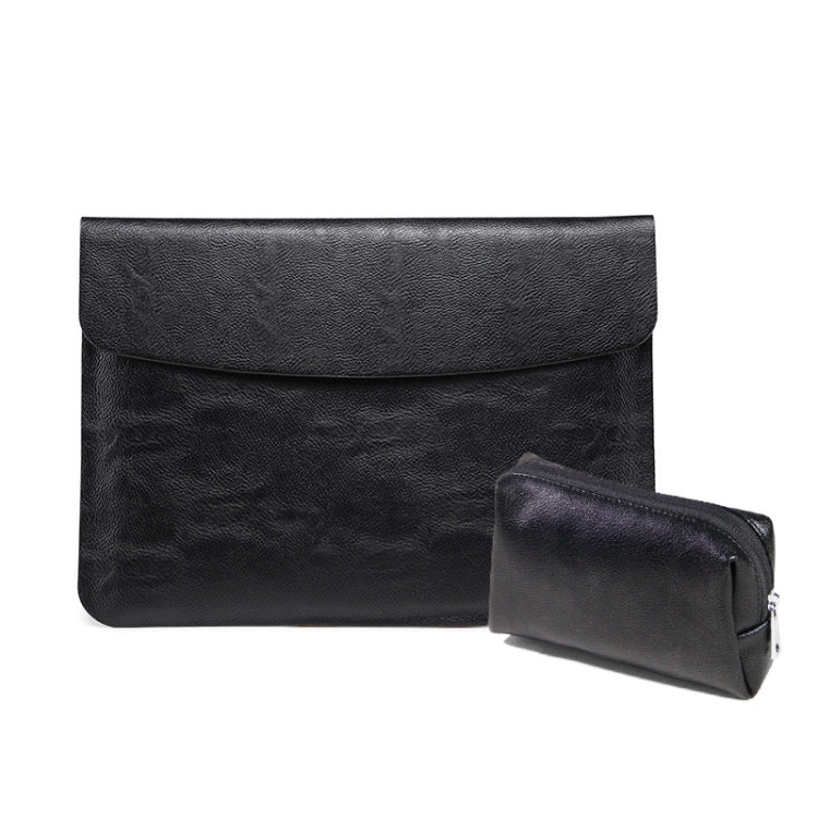 Horizontal Litchi Texture Laptop Bag Liner Bag For MacBook  13.3 Inch A1502 / 1425/1466/1369(Liner Bag+Power Bag Black) - Protective Bags by buy2fix | Online Shopping UK | buy2fix