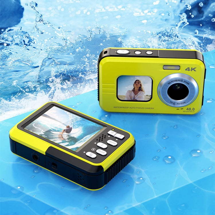 WDC901 3.5m Waterproof 48MP HD Dual Screen Outdoor Sports Digital Camera EU Plug(Yellow) - Children Cameras by buy2fix | Online Shopping UK | buy2fix