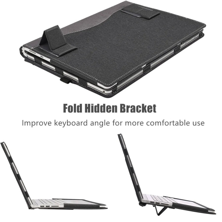 For Samsung Galaxy Book 3 360 13.3 Inch Leather Laptop Anti-Fall Protective Case With Stand(Black) - 13.3 inch by buy2fix | Online Shopping UK | buy2fix