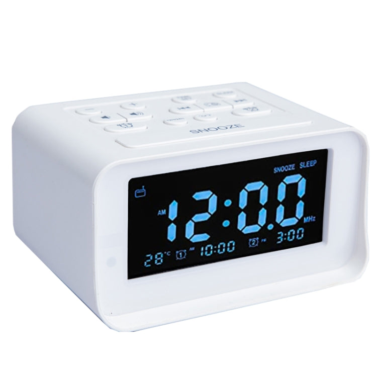 LED Digital Bedroom Alarm Clock With USB Charging Port Clock Radio Temperature Electronic Platform Clock, Specification: UK Plug(White) - Alarm Clocks by buy2fix | Online Shopping UK | buy2fix