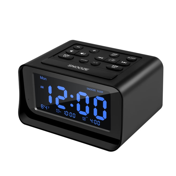 LED Digital Bedroom Alarm Clock With USB Charging Port Clock Radio Temperature Electronic Platform Clock, Specification: UK Plug(Black) - Alarm Clocks by buy2fix | Online Shopping UK | buy2fix