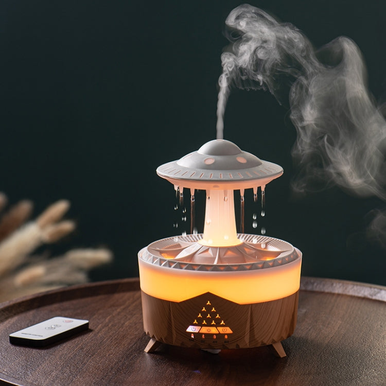 UFO Water Drop Aromatherapy Humidifier Desktop Remote Control Diffuser, Plug: US Plug(Wood Grain) - Air Purifiers & Accessories by buy2fix | Online Shopping UK | buy2fix