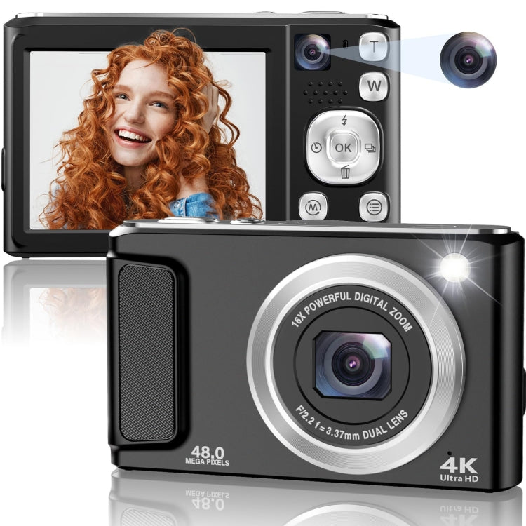 DC308 2.8-Inch 4K HD Front And Rear Dual-Camera 16X Zoom Digital Camera UK Plug(Black) - Children Cameras by buy2fix | Online Shopping UK | buy2fix