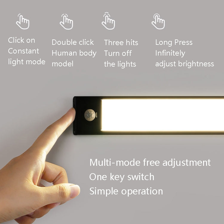 Intelligent Automatic Human Body Induction Wireless LED Lamp 40cm(Black + White Light) - Sensor LED Lights by buy2fix | Online Shopping UK | buy2fix