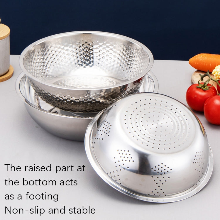 3 PCS / Set SiGang Stainless Steel Rice Washing and Vegetable Draining Basin(24cm+26cm+28cm) - Basin & Vessel Sink by buy2fix | Online Shopping UK | buy2fix