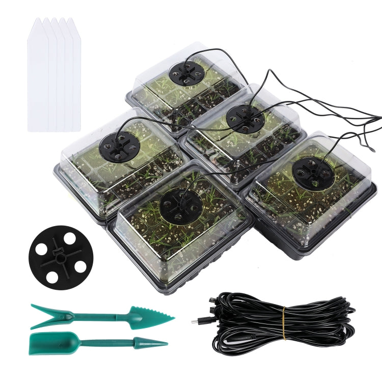 5 Set Plant Seed Starter Trays Kit,Seedling Tray Starter With Grow Light(Black) - Planting Bags by buy2fix | Online Shopping UK | buy2fix