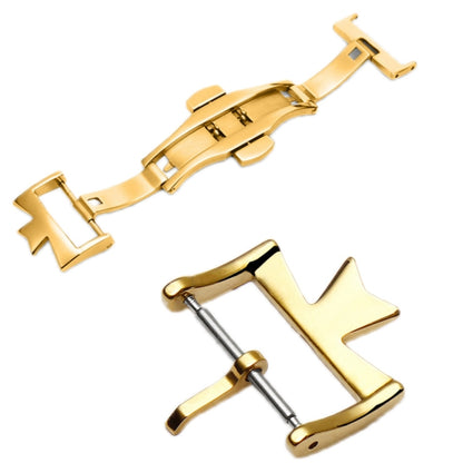 VC Stainless Steel Butterfly Pin Buckle Watch Accessories, Style: 16mm Buckle(Gold) - Watch Accessories & Parts by buy2fix | Online Shopping UK | buy2fix