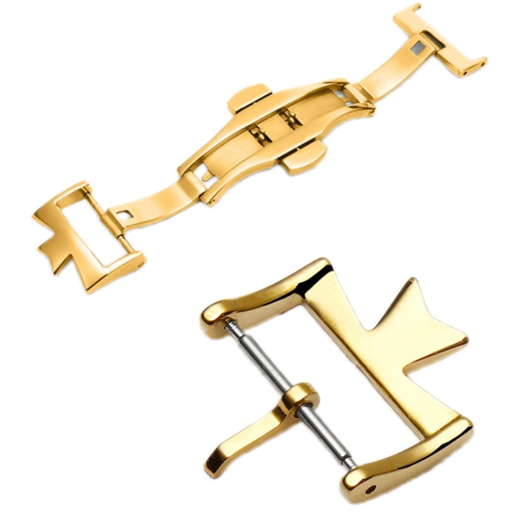 VC Stainless Steel Butterfly Pin Buckle Watch Accessories, Style: 20mm Buckle(Gold) - Watch Accessories & Parts by buy2fix | Online Shopping UK | buy2fix