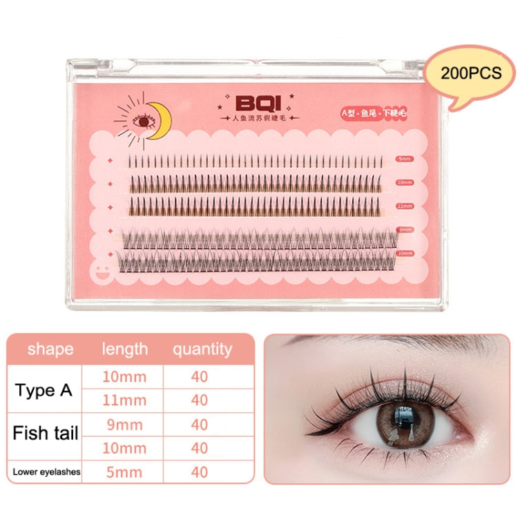 BQI B7229 Lightweight Natural Curling Three-dimensional Slim False Eyelashes, Style: Type A+Fishtail+Undercib (200PCS) - Eyes by BQI | Online Shopping UK | buy2fix