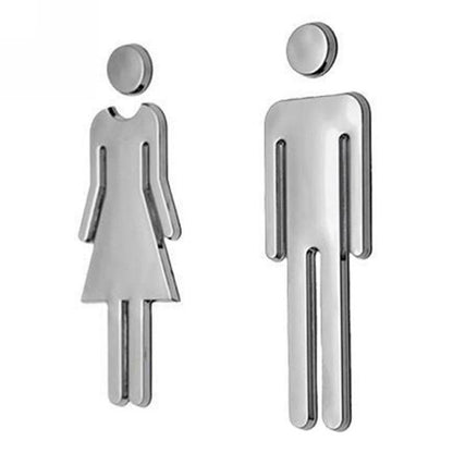 2 PCS 12cm Toilet /Bathroom /Restroom /WC Door Wall Sign Signage - Ornaments by buy2fix | Online Shopping UK | buy2fix