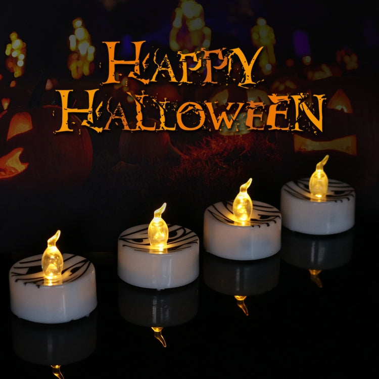 Halloween Electronic LED Candle Light, Color: Yellow Light Flash(White -shell Ghost Face) - Halloween Decoration Lamps by buy2fix | Online Shopping UK | buy2fix