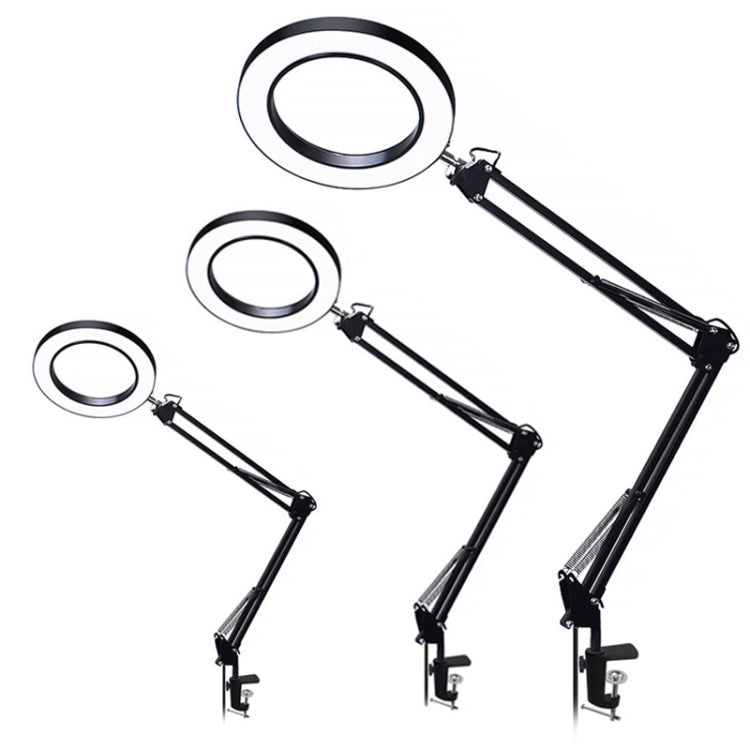 5X Magnifying Glass LED Folding Long Arm Clip Light Eye-protection USB Reading Lamp, Size: Large(Black) - Desk Lamps by buy2fix | Online Shopping UK | buy2fix