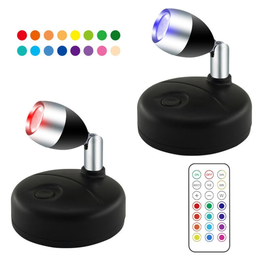 C1648 Single Head 2 Lights Wireless RGB Remote Control Cabinet Ambient Spotlight - Novelty Lighting by buy2fix | Online Shopping UK | buy2fix