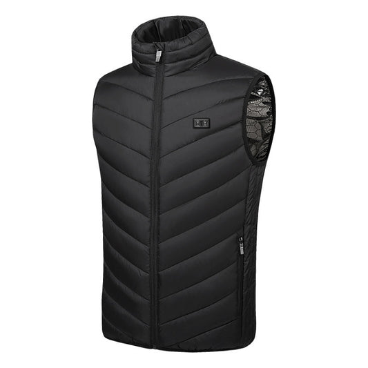 9 Area Double Control Black USB Electric Heating Undershirt Intelligent Warm Vest(6XL) - Down Jackets by buy2fix | Online Shopping UK | buy2fix