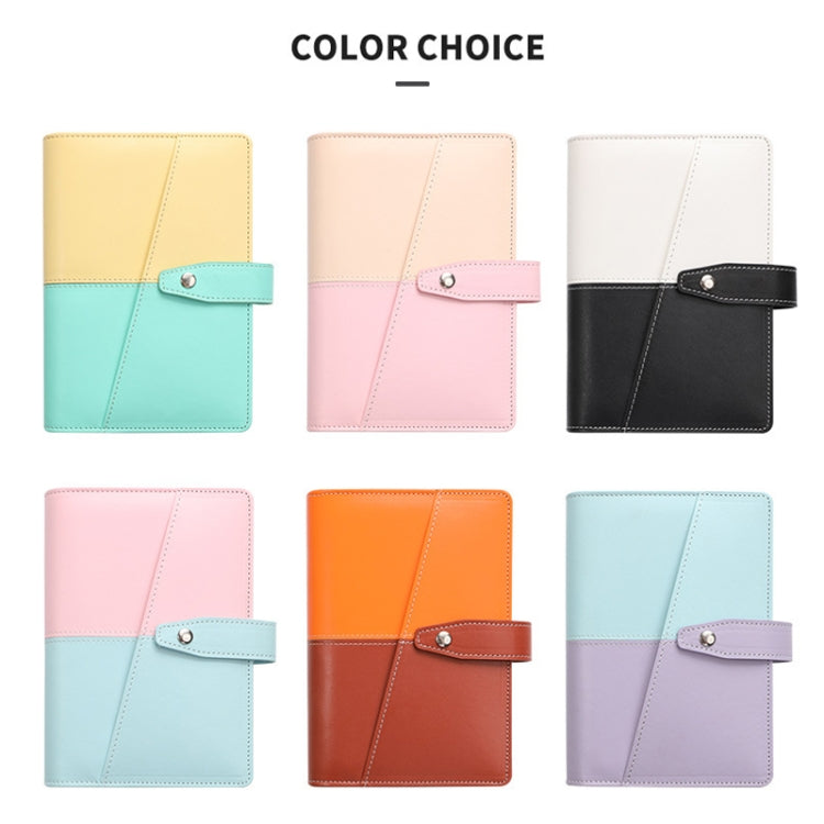 A6 YMX-012 PU Leather Budget Binder Notebook Macaron Color Matching Handbook(Pink+Blue) - Notebooks by buy2fix | Online Shopping UK | buy2fix