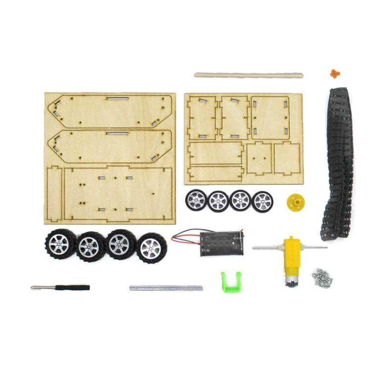 Wooden Electric Simulation Crawler Tank DIY Toy Assembly Model,Spec:  No. 1 Single Motor Basic Edition - Puzzle Toys by buy2fix | Online Shopping UK | buy2fix