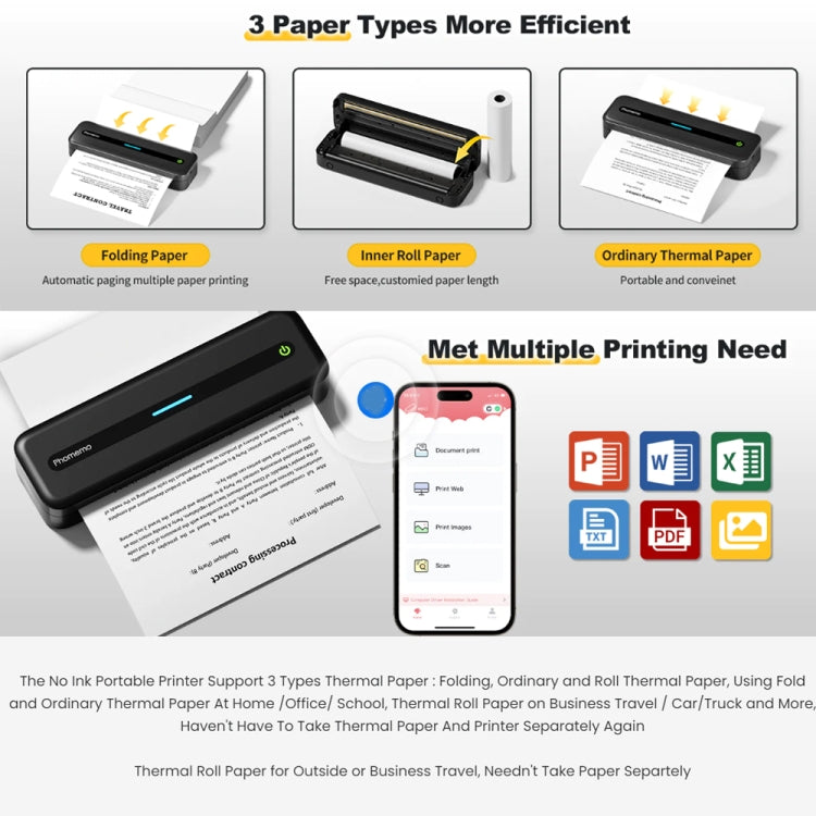 Phomemo M832 300dpi Wireless Thermal Portable Printer, Size: A4 Version(White) - Printer by Phomemo | Online Shopping UK | buy2fix