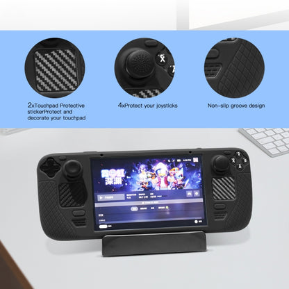 JYS JYS-SD011 For Steam Deck 7pcs/set Host Silicone Case With Joystick Cap+Touch Board Sticker Set(Black) - Cover Case by JYS | Online Shopping UK | buy2fix