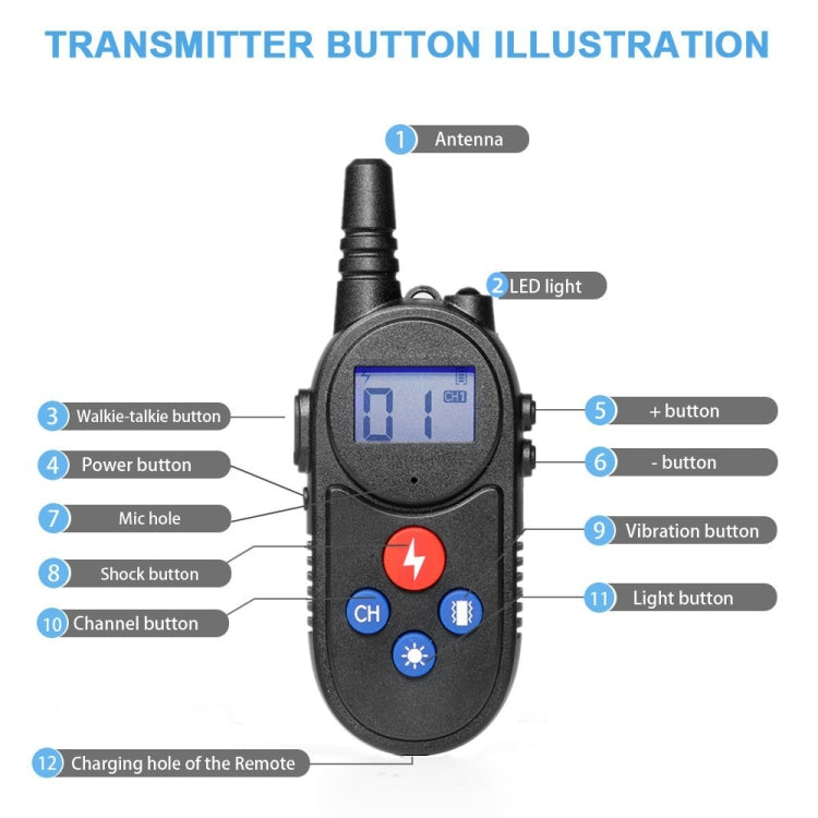 1000m Remote Control Intercom Dog Trainer Electric Shock Vibration Stop Barker(Yellow) - Training Aids by buy2fix | Online Shopping UK | buy2fix