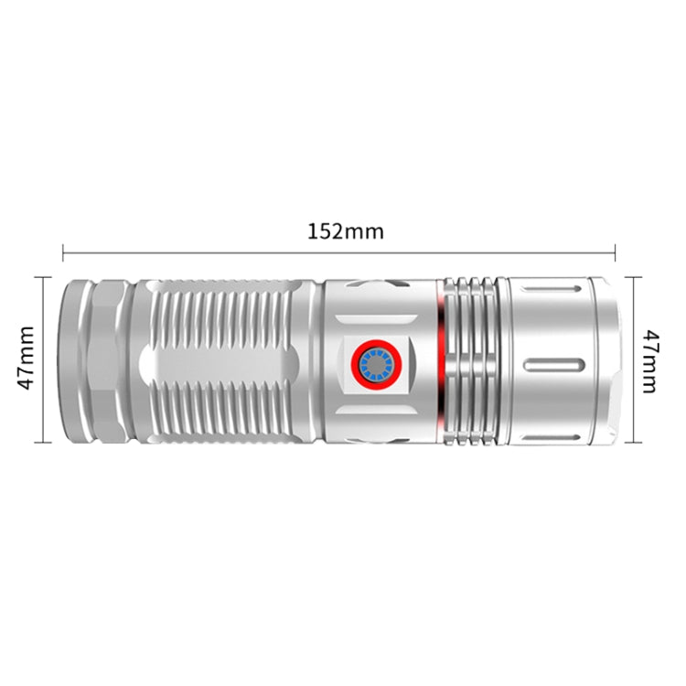 Outdoor White Laser Type-C Charging Telescopic Zoom Flashlight with Power Bank Function(Silver) - LED Flashlight by buy2fix | Online Shopping UK | buy2fix