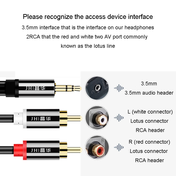 JINGHUA 1 In 2 3.5mm Audio Cable  3.5mm To 2RCA Double Lotus Computer Speaker Cell Phone Plug Cable, Length: 10m - RCA Cable by JINGHUA | Online Shopping UK | buy2fix