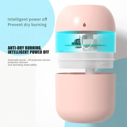 USB Plug-in Car Household Air Purification Water Drop Humidifier Large Capacity Sprayer(Pink) - Air Purifiers & Accessories by buy2fix | Online Shopping UK | buy2fix