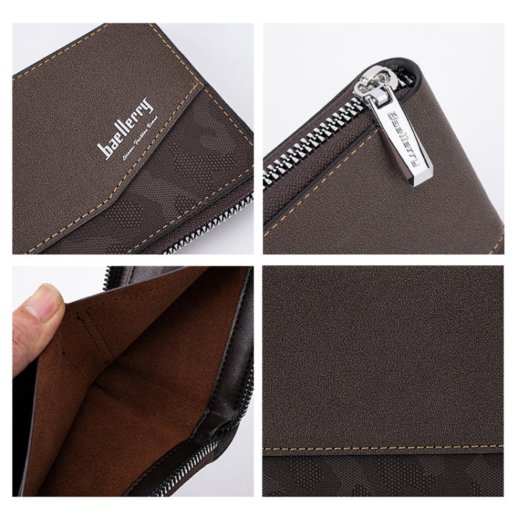 Baellerry D5106 RFID Anti-theft Retro Zipper Wallet Spliced Short Coin Purse(Light Brown) - Antimagnetic RFID Package by Baellerry | Online Shopping UK | buy2fix