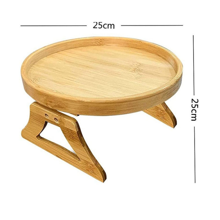 25cm Foldable Sofa Round Tray Home Couch Armrest Pallet, Style: Bamboo - Shelf & Hooks by buy2fix | Online Shopping UK | buy2fix