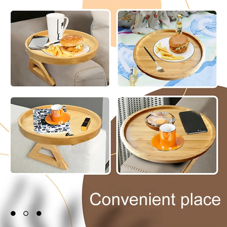 25cm Foldable Sofa Round Tray Home Couch Armrest Pallet, Style: Bamboo - Shelf & Hooks by buy2fix | Online Shopping UK | buy2fix