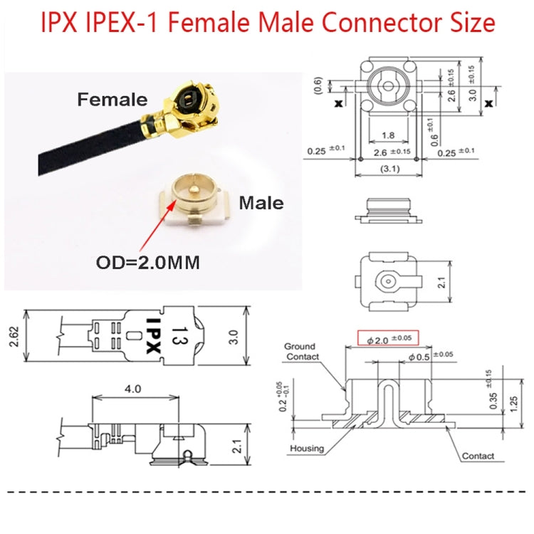 1 In 4 IPX To RPSMAK RG178 Pigtail WIFI Antenna Extension Cable Jumper(20cm) - Connectors by buy2fix | Online Shopping UK | buy2fix